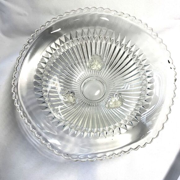 Jeannette Glass Footed Candy Dish Anniversary Pattern Ribbed Scalloped 6"x2.5" - Picture 3 of 6